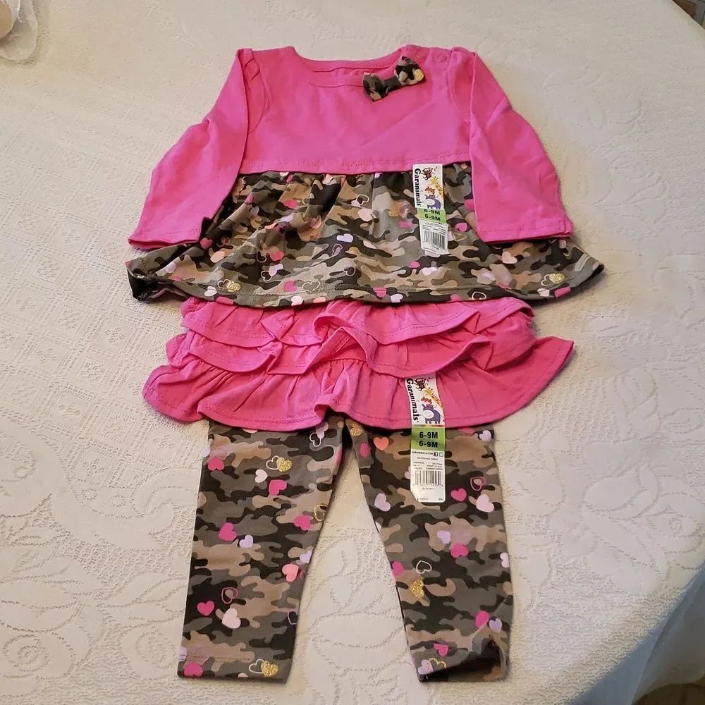 NWT Adorable Garanimals Pink Camo Camouflage Outfit Sz 6-9 Mos